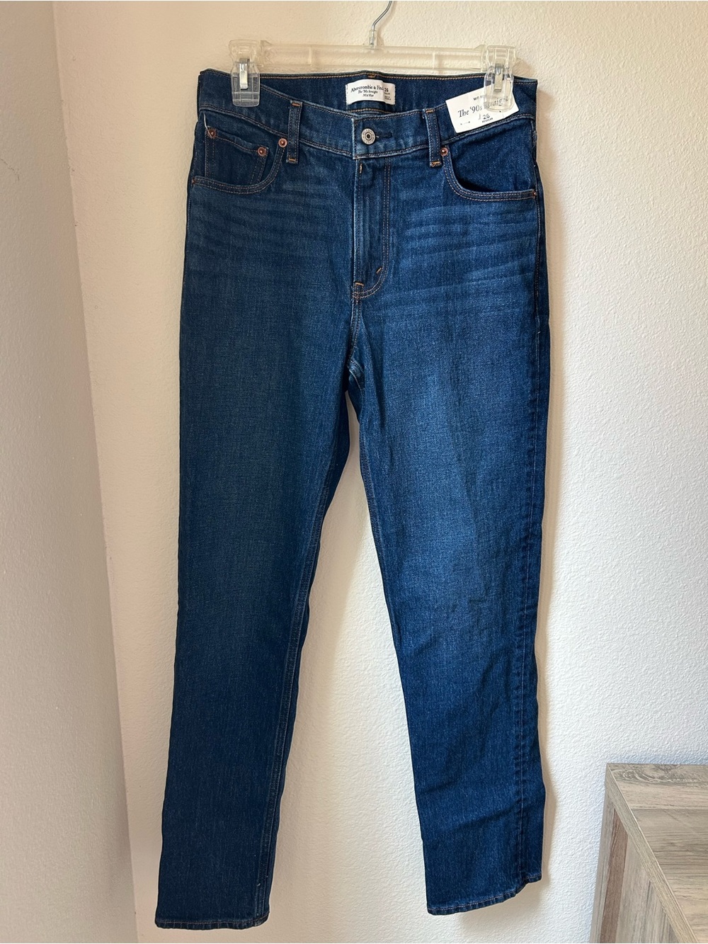 Abercrombie Women’s Mid-Rise 90’s Straight Jean in Dark